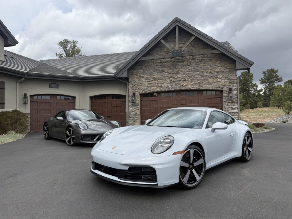 White Porsche protected with ceramic coating and paint protection film in Colorado Springs