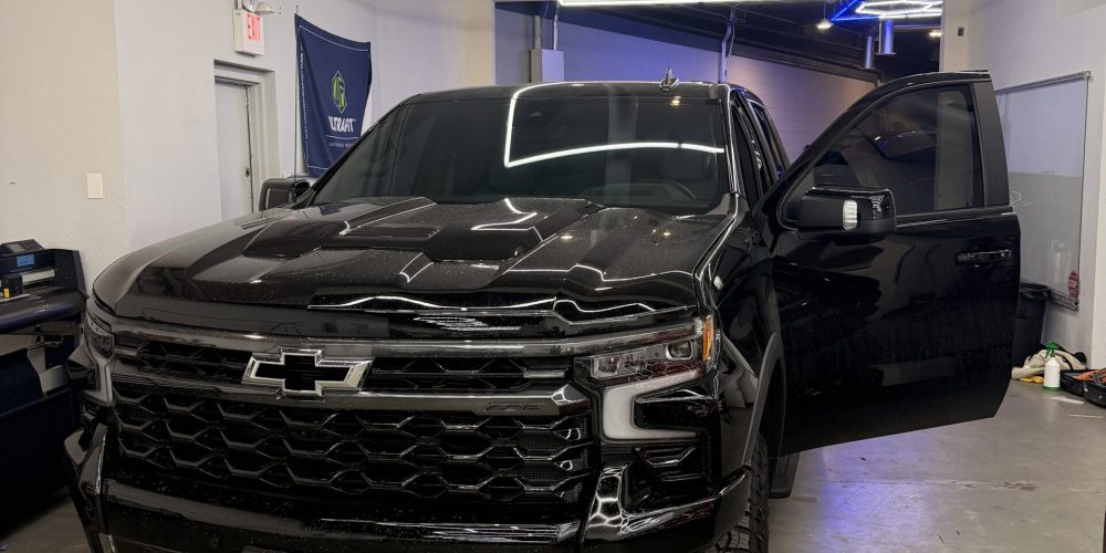 Black truck featuring premium window tint and auto restyling services in Colorado Springs